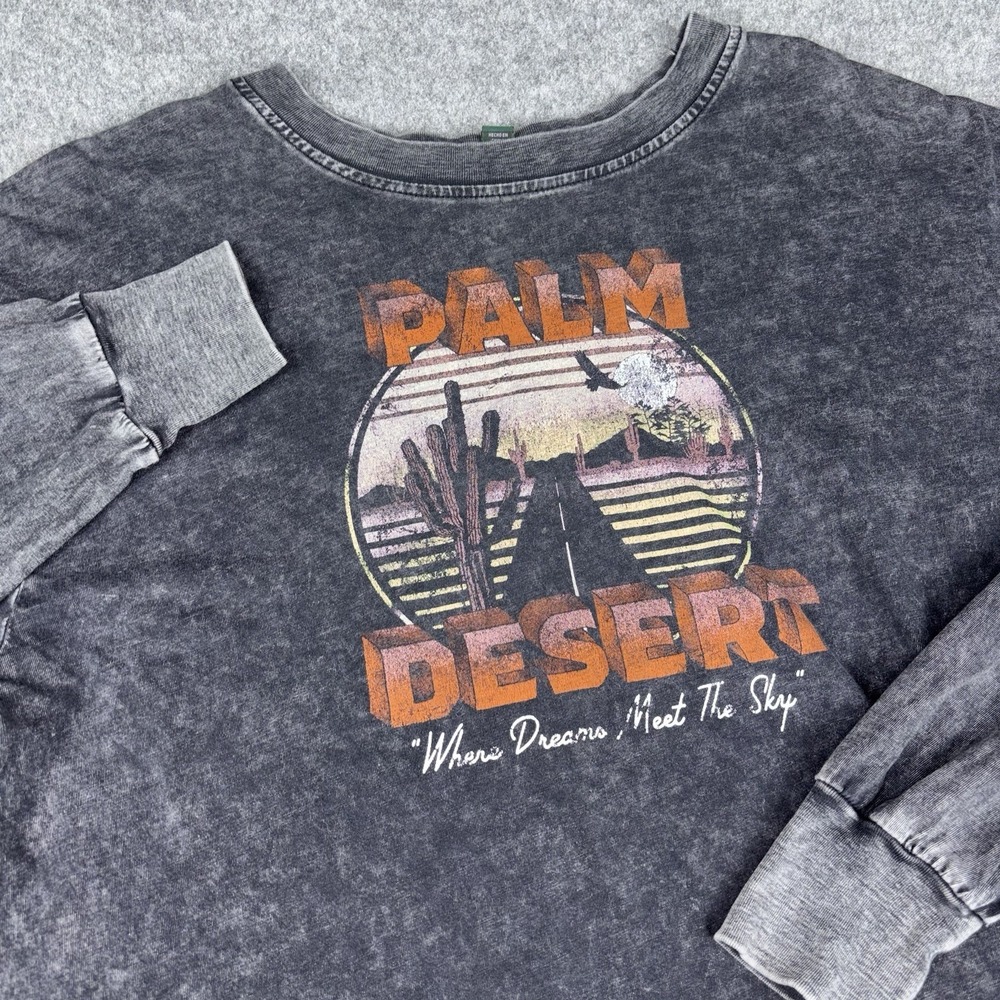 Palm Desert Shirt Women's Medium Graphic Oversized Acid Wash Wild Fable Y2K Type